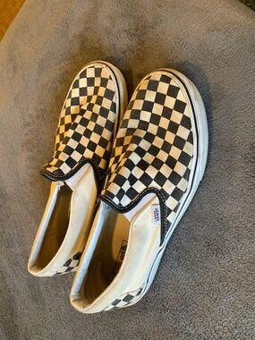 Vans Checkerboard Low-Top Sneakers in Black and White with Gum Sole
